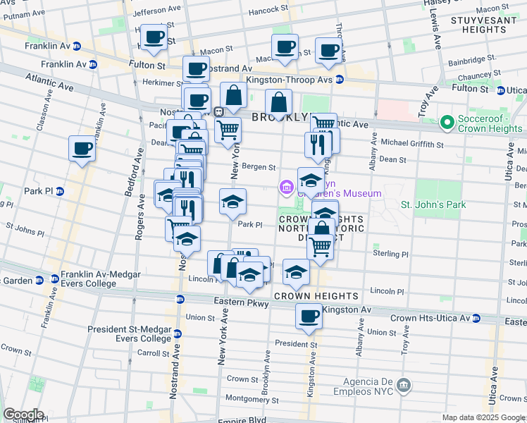 map of restaurants, bars, coffee shops, grocery stores, and more near 940 Prospect Place in Brooklyn