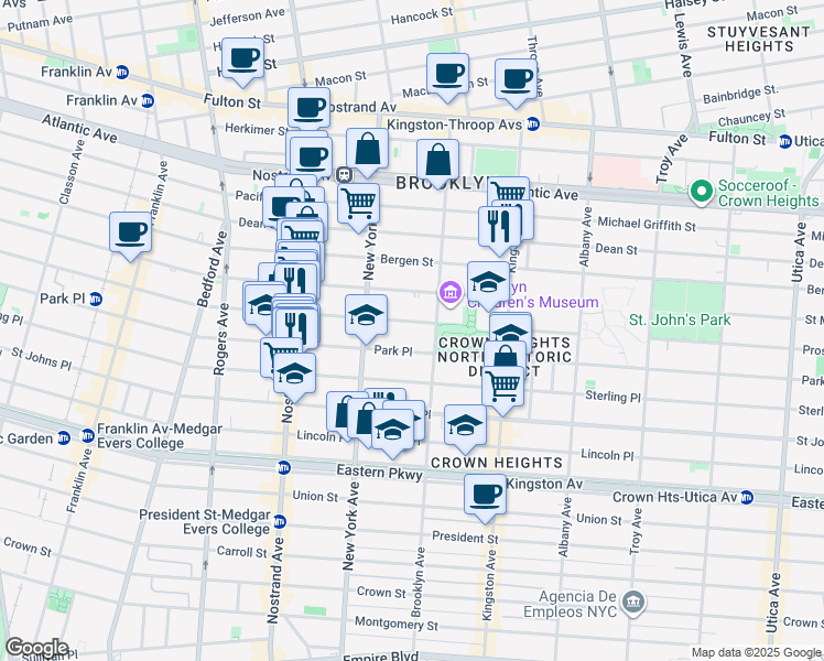 map of restaurants, bars, coffee shops, grocery stores, and more near 940 Prospect Place in Brooklyn