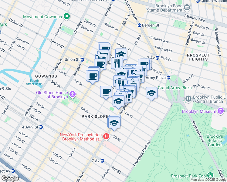 map of restaurants, bars, coffee shops, grocery stores, and more near 710 Carroll Street in Brooklyn