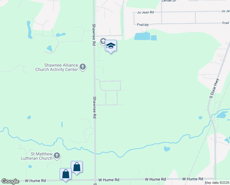 map of restaurants, bars, coffee shops, grocery stores, and more near 2834 Sandalwood Lane in Lima