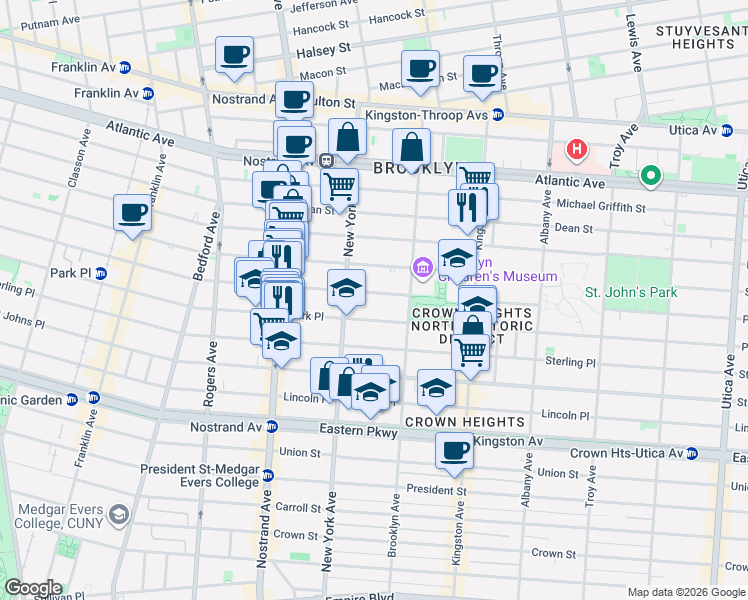 map of restaurants, bars, coffee shops, grocery stores, and more near 922 Prospect Place in Brooklyn
