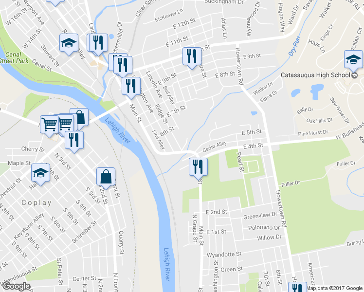 map of restaurants, bars, coffee shops, grocery stores, and more near 122 King Street in Northampton