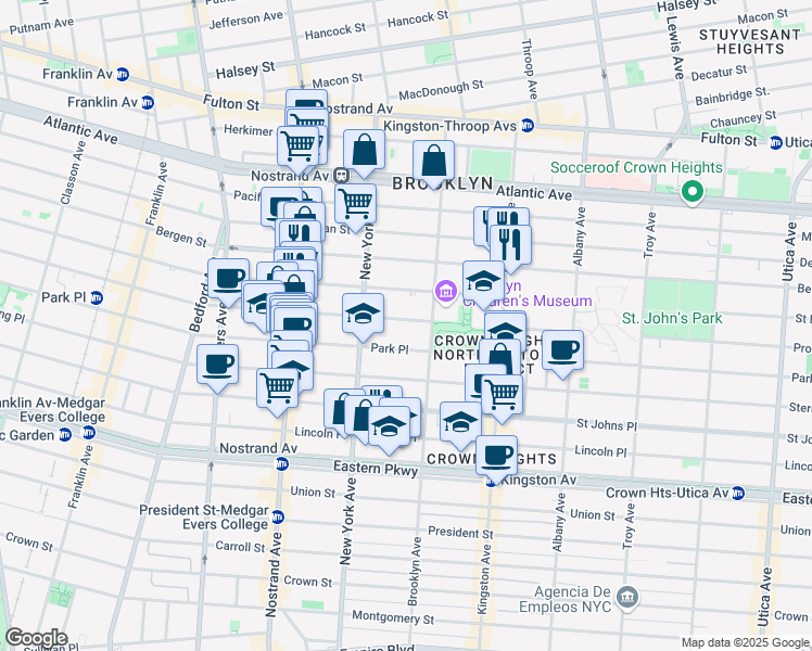 map of restaurants, bars, coffee shops, grocery stores, and more near 940 Prospect Place in Brooklyn