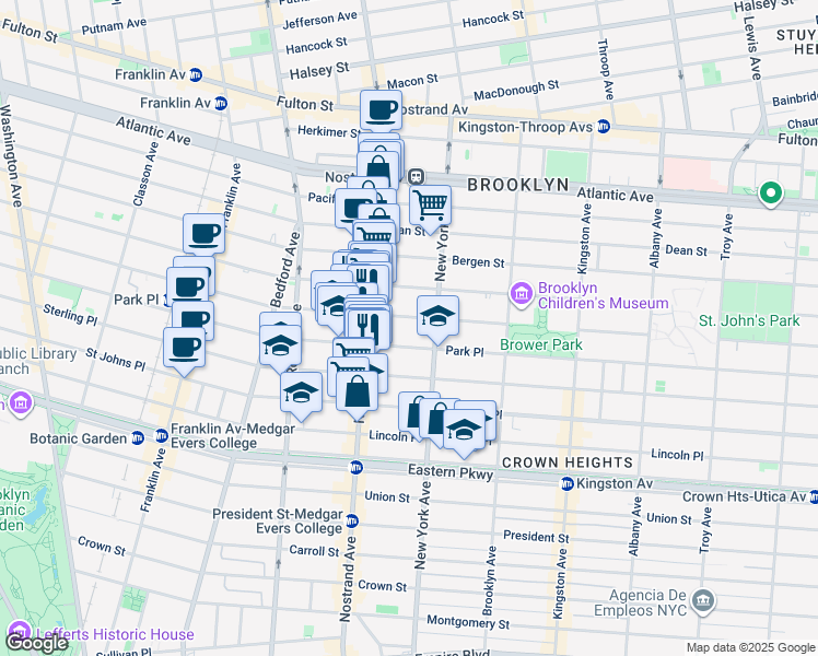 map of restaurants, bars, coffee shops, grocery stores, and more near 852 Prospect Place in Brooklyn