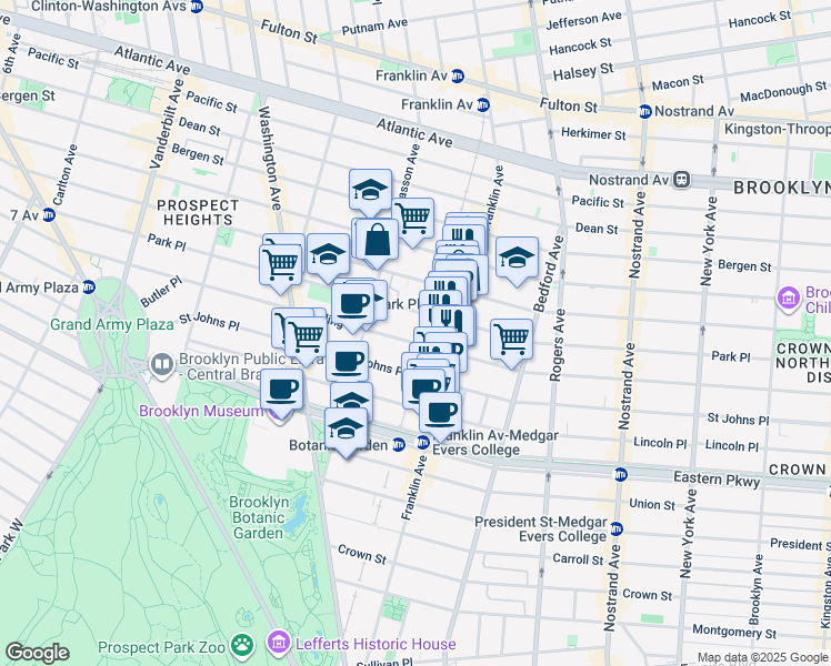 map of restaurants, bars, coffee shops, grocery stores, and more near 609 Sterling Place in Brooklyn