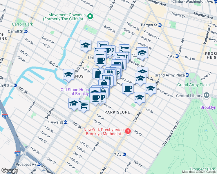 map of restaurants, bars, coffee shops, grocery stores, and more near in Brooklyn