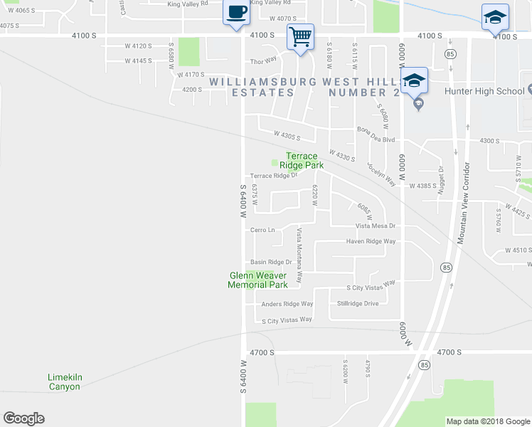 map of restaurants, bars, coffee shops, grocery stores, and more near 6344 South Lago Grande Drive in West Valley City