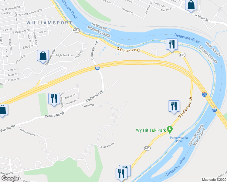 map of restaurants, bars, coffee shops, grocery stores, and more near 1247 Cedarville Road in Easton