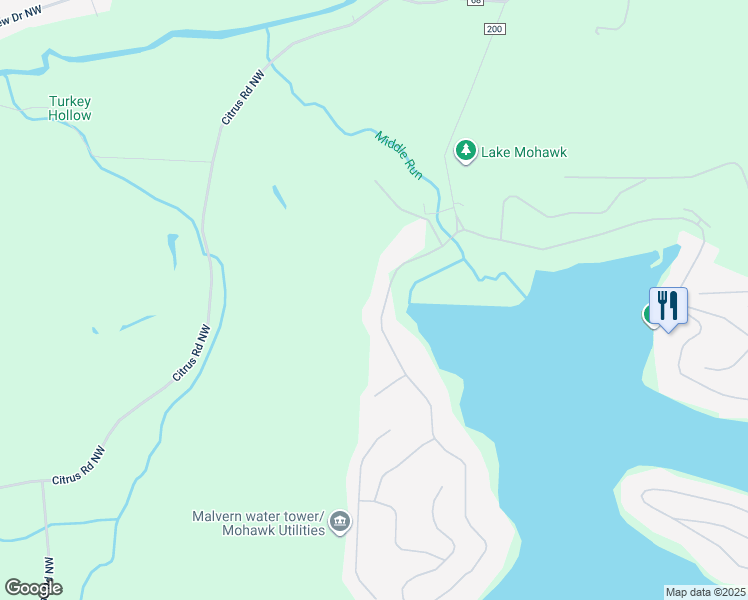 map of restaurants, bars, coffee shops, grocery stores, and more near 37 W Mohawk Dr in Malvern