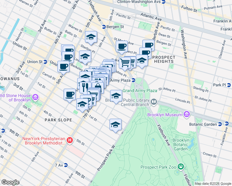 map of restaurants, bars, coffee shops, grocery stores, and more near 909 Union Street in Brooklyn