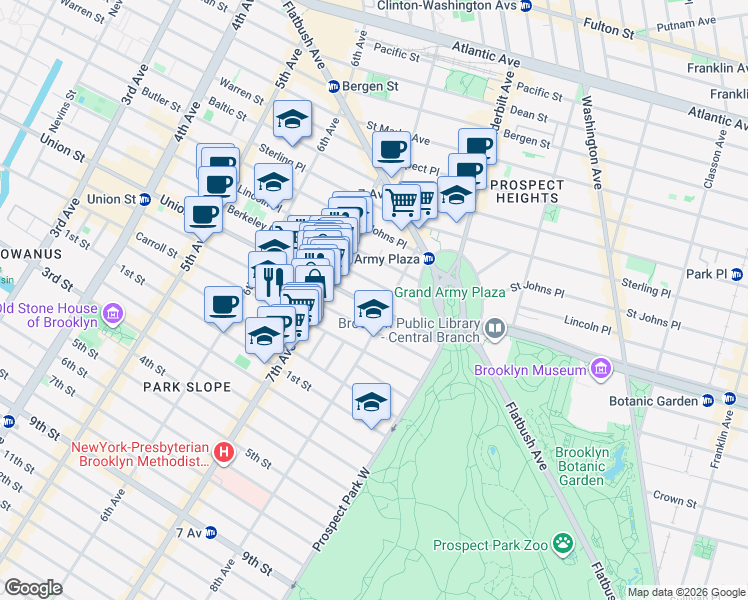 map of restaurants, bars, coffee shops, grocery stores, and more near 909 Union Street in Brooklyn