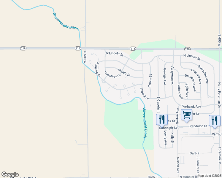 map of restaurants, bars, coffee shops, grocery stores, and more near 39012 Edwards Court in Peru