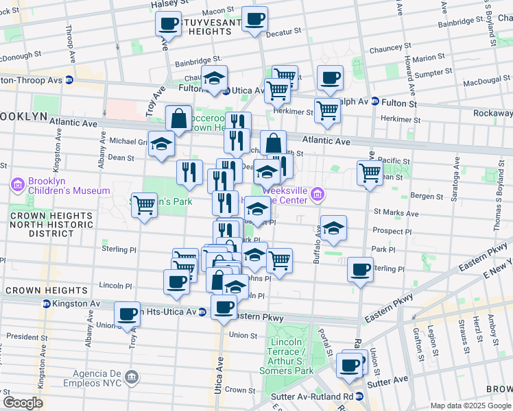 map of restaurants, bars, coffee shops, grocery stores, and more near 1226 Saint Marks Avenue in Brooklyn