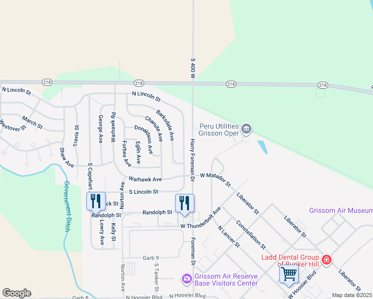map of restaurants, bars, coffee shops, grocery stores, and more near 1014 North Lincoln Street in Peru