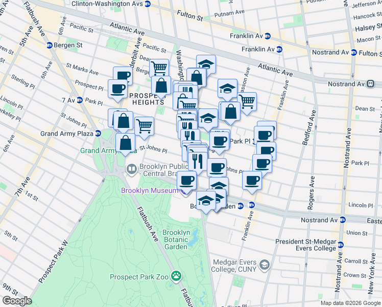 map of restaurants, bars, coffee shops, grocery stores, and more near in Brooklyn