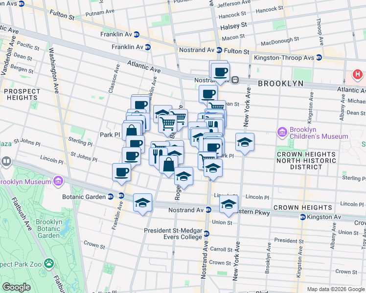 map of restaurants, bars, coffee shops, grocery stores, and more near in Brooklyn