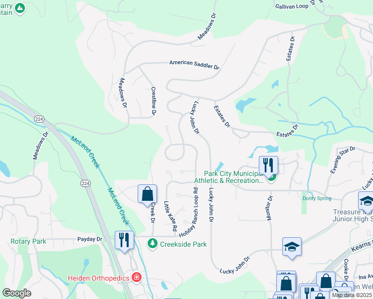 map of restaurants, bars, coffee shops, grocery stores, and more near 2830 Holiday Ranch Loop Road in Park City