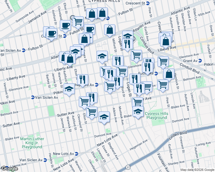 map of restaurants, bars, coffee shops, grocery stores, and more near in Brooklyn