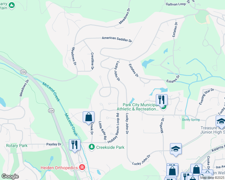 map of restaurants, bars, coffee shops, grocery stores, and more near 2830 Holiday Ranch Loop Road in Park City