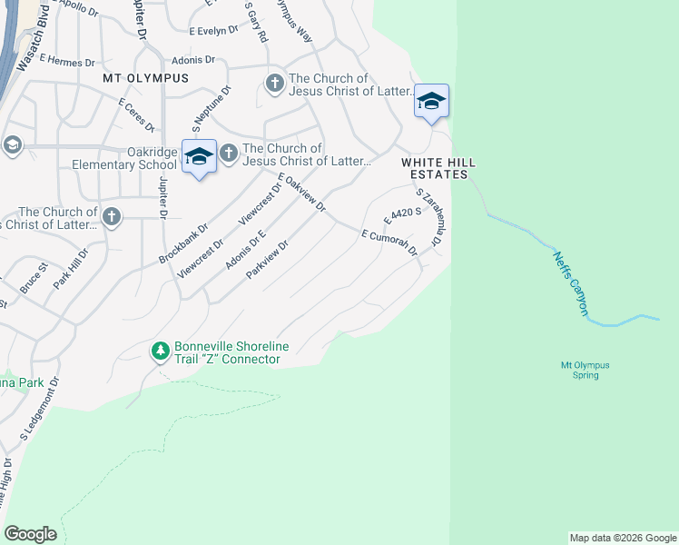 map of restaurants, bars, coffee shops, grocery stores, and more near 4474 Abinadi Road in Salt Lake City