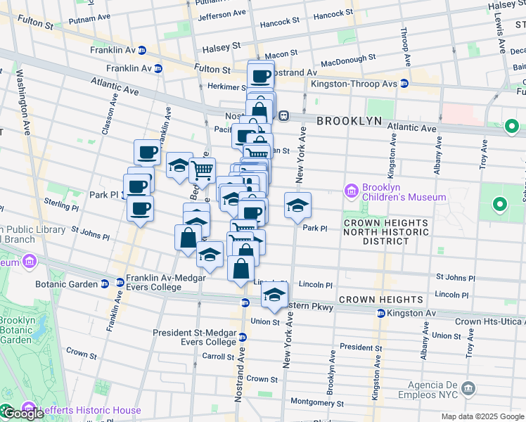 map of restaurants, bars, coffee shops, grocery stores, and more near 704 Nostrand Avenue in Brooklyn
