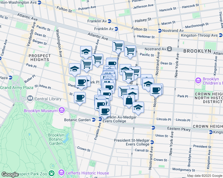 map of restaurants, bars, coffee shops, grocery stores, and more near in Brooklyn