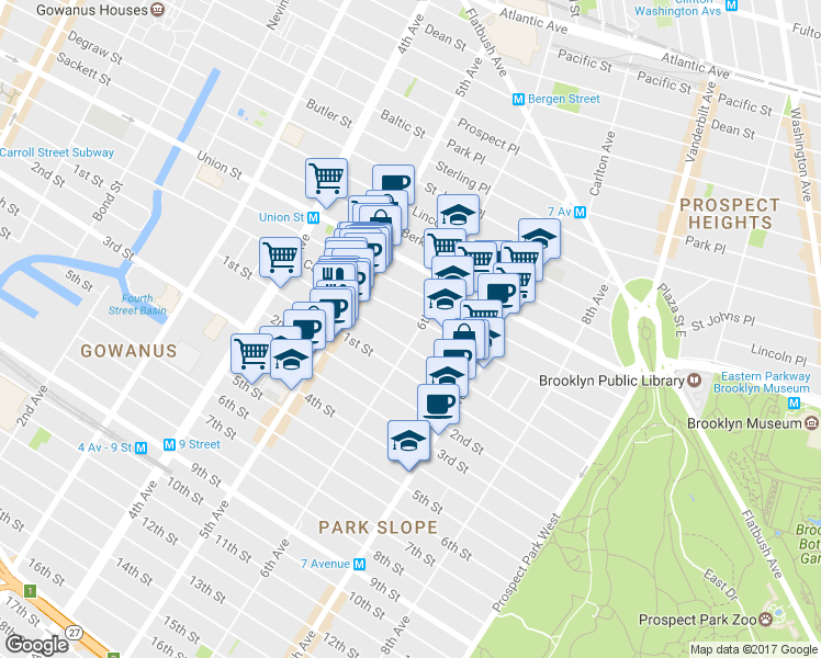 map of restaurants, bars, coffee shops, grocery stores, and more near in Brooklyn