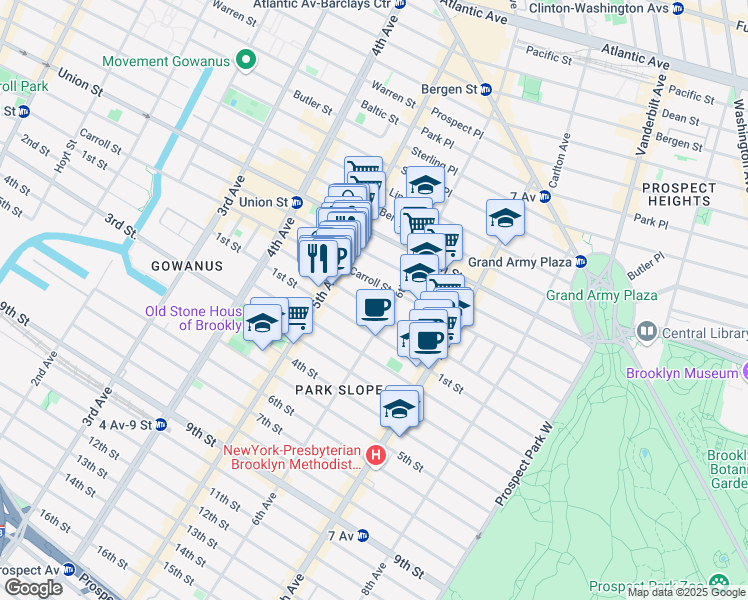 map of restaurants, bars, coffee shops, grocery stores, and more near in Brooklyn