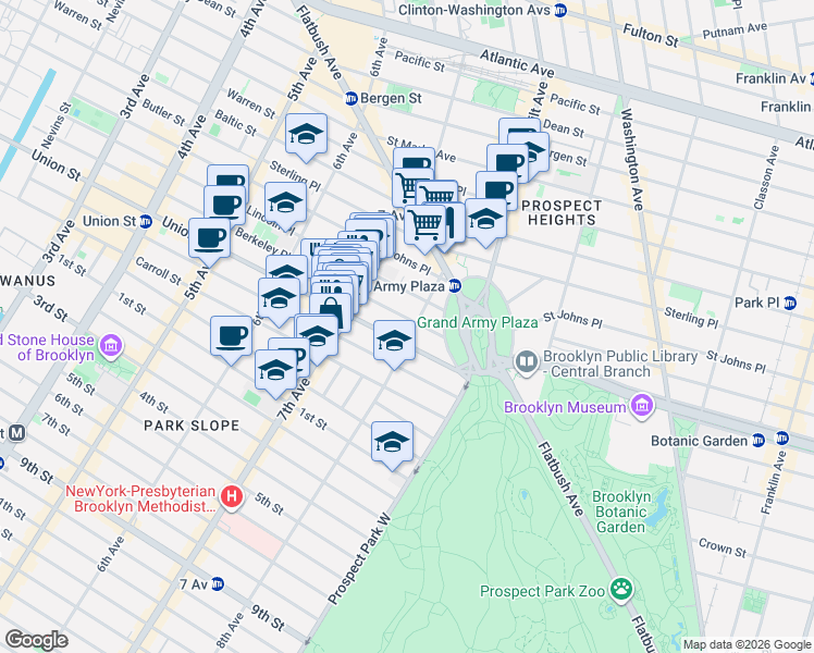 map of restaurants, bars, coffee shops, grocery stores, and more near 56 8th Avenue in Brooklyn