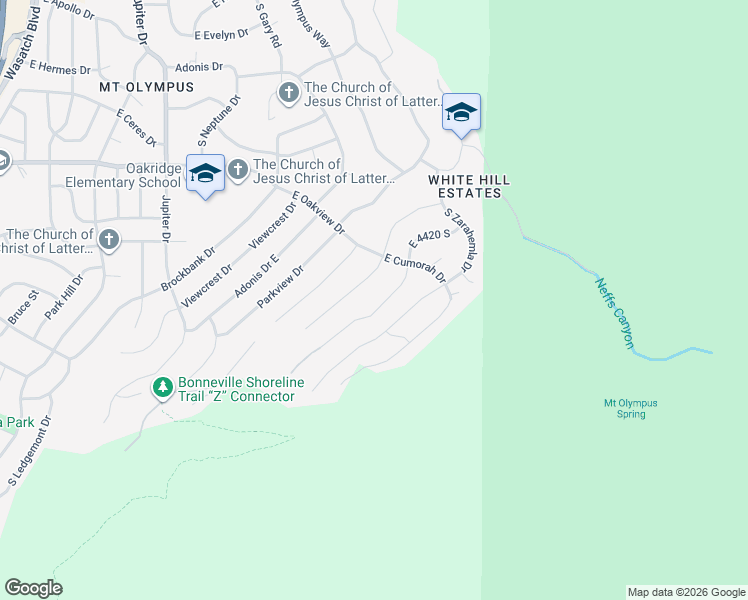 map of restaurants, bars, coffee shops, grocery stores, and more near 4474 Abinadi Road in Salt Lake City