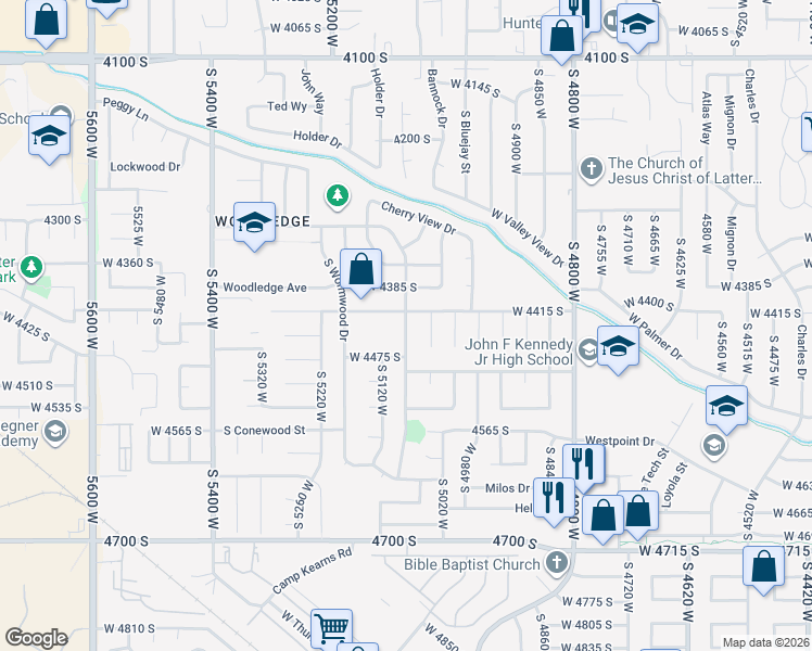 map of restaurants, bars, coffee shops, grocery stores, and more near 4431 Early Duke Street in West Valley City