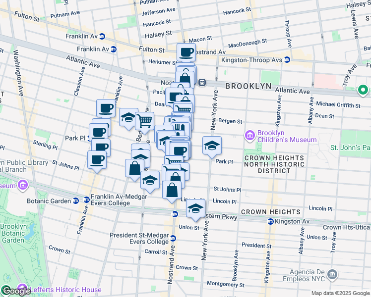 map of restaurants, bars, coffee shops, grocery stores, and more near in Brooklyn