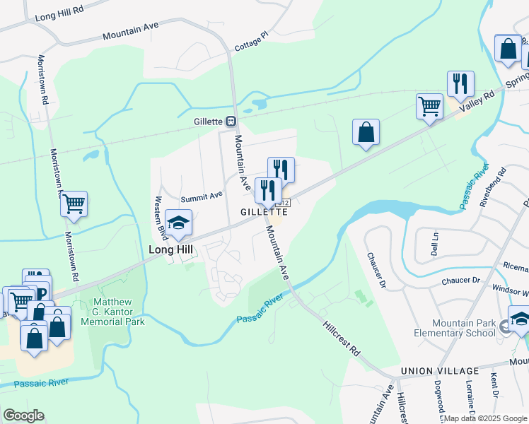 map of restaurants, bars, coffee shops, grocery stores, and more near in Harding Township