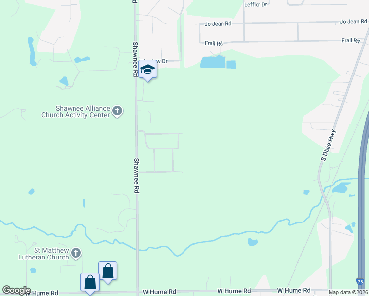 map of restaurants, bars, coffee shops, grocery stores, and more near 2031 Rosewood Lane in Fort Shawnee