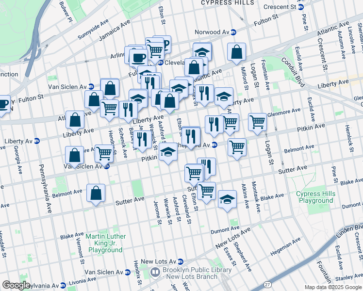map of restaurants, bars, coffee shops, grocery stores, and more near in Brooklyn