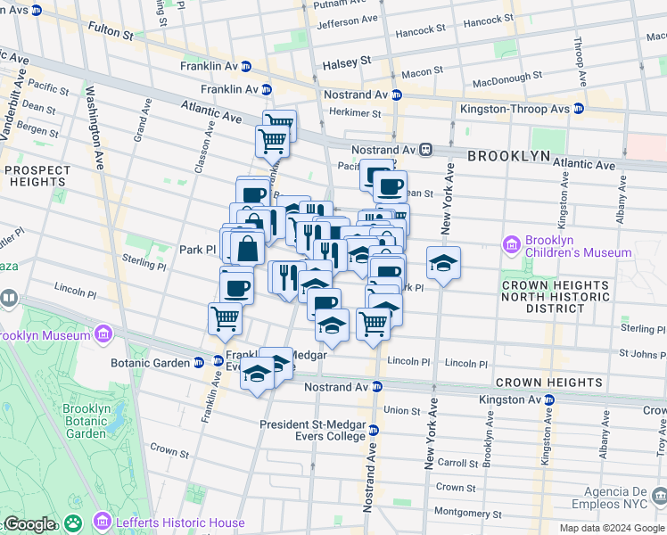 map of restaurants, bars, coffee shops, grocery stores, and more near in Brooklyn