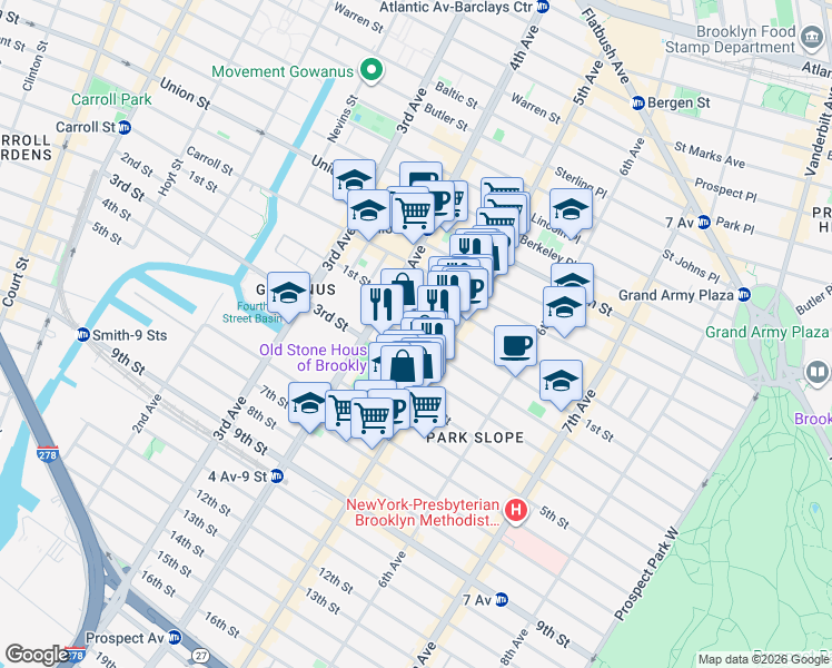 map of restaurants, bars, coffee shops, grocery stores, and more near in Brooklyn