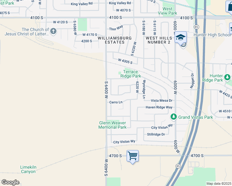 map of restaurants, bars, coffee shops, grocery stores, and more near 4426 Salto Sierra Way in West Valley City