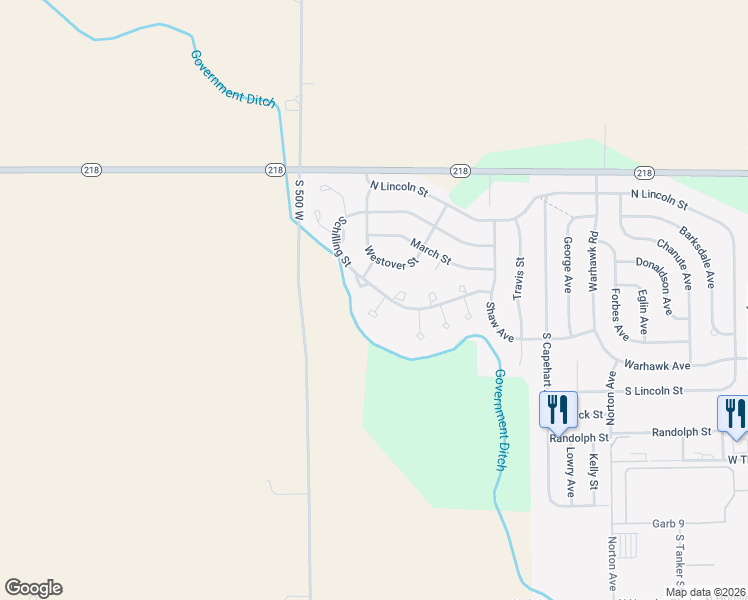 map of restaurants, bars, coffee shops, grocery stores, and more near 39012 Edwards Court in Peru