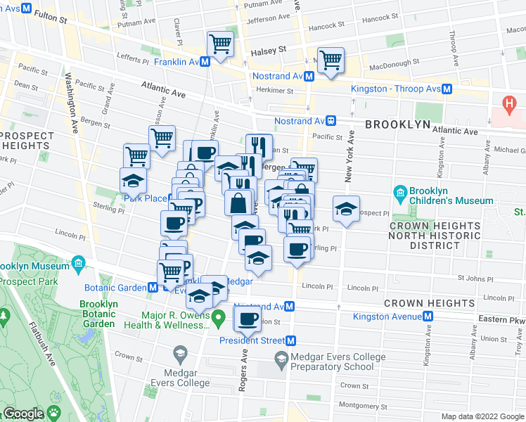 map of restaurants, bars, coffee shops, grocery stores, and more near in Brooklyn