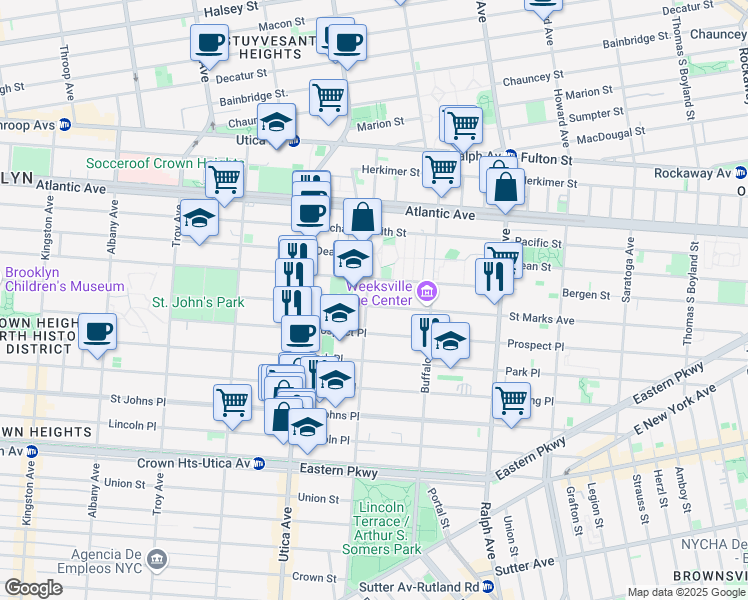 map of restaurants, bars, coffee shops, grocery stores, and more near 1251 Saint Marks Avenue in Brooklyn