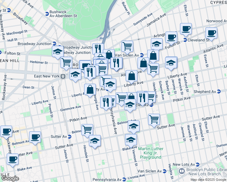 map of restaurants, bars, coffee shops, grocery stores, and more near in Brooklyn