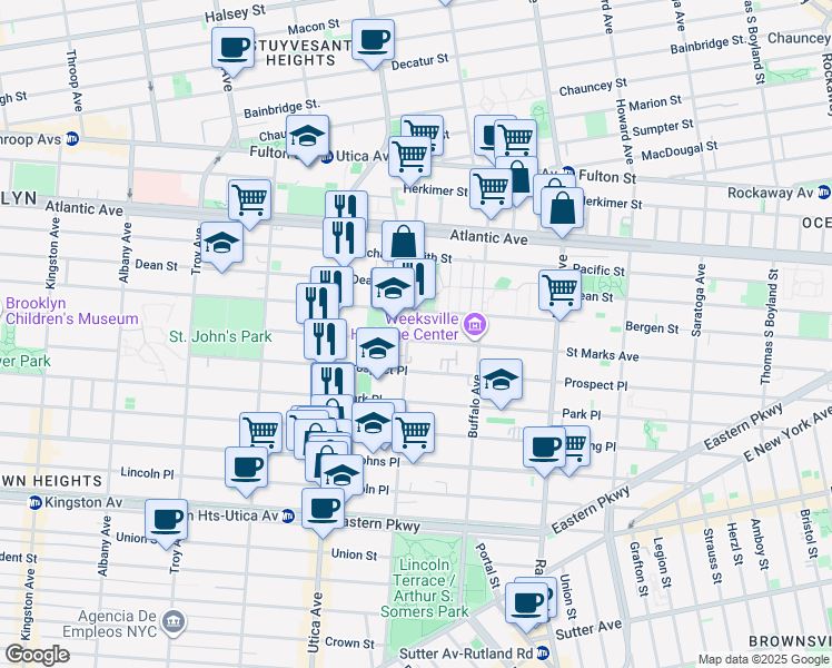 map of restaurants, bars, coffee shops, grocery stores, and more near in Brooklyn