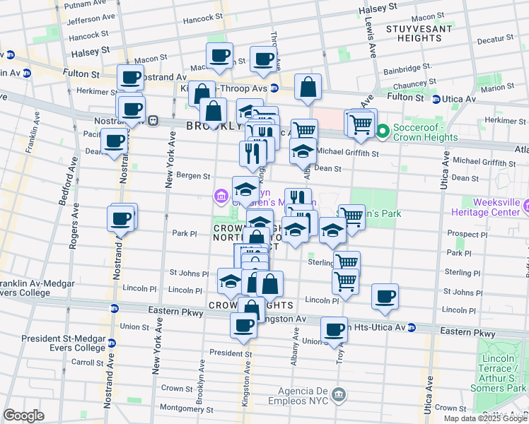 map of restaurants, bars, coffee shops, grocery stores, and more near 1069 Prospect Place in Brooklyn