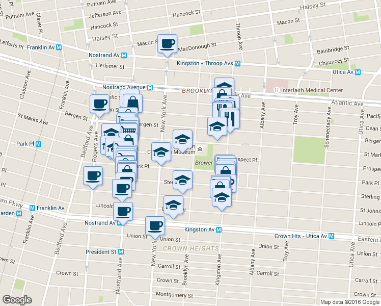 map of restaurants, bars, coffee shops, grocery stores, and more near 940 Prospect Place in Brooklyn