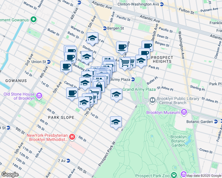map of restaurants, bars, coffee shops, grocery stores, and more near 891 Union Street in Brooklyn