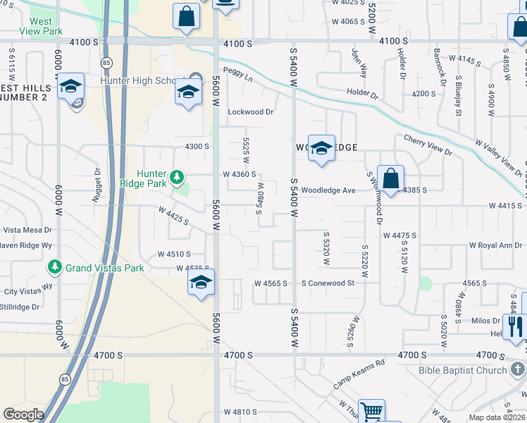 map of restaurants, bars, coffee shops, grocery stores, and more near 4434 South 5455 West in West Valley City