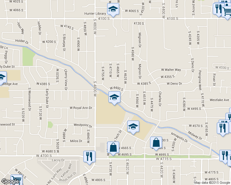 map of restaurants, bars, coffee shops, grocery stores, and more near 4692 West Palmer Drive in West Valley City