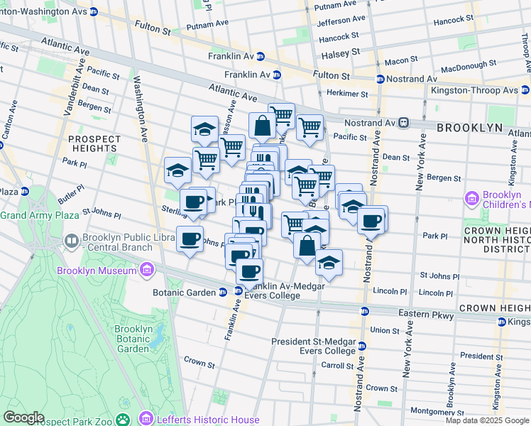 map of restaurants, bars, coffee shops, grocery stores, and more near in Brooklyn