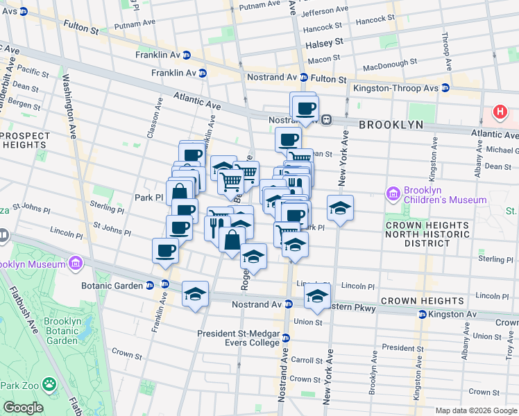 map of restaurants, bars, coffee shops, grocery stores, and more near in Brooklyn